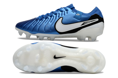 Nike Tiempo Legend 10 Elite FG Low-Tops Soccer Cleats - Blue/White/Black