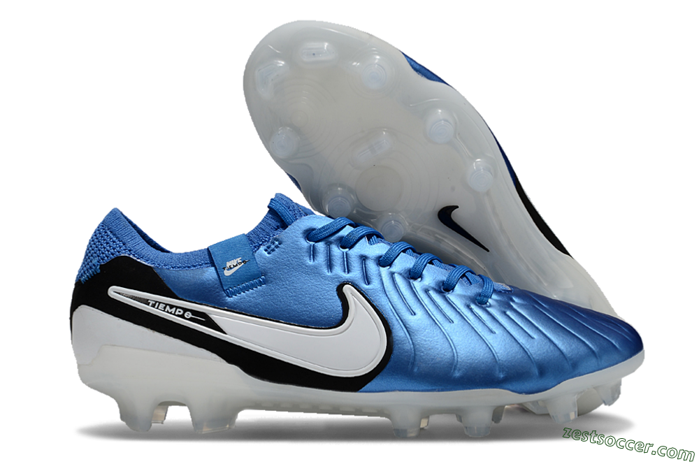 Nike Tiempo Legend 10 Elite FG Low-Tops Soccer Cleats - Blue/White/Black 0