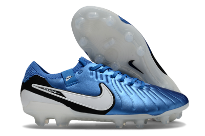 Nike Tiempo Legend 10 Elite FG Low-Tops Soccer Cleats - Blue/White/Black