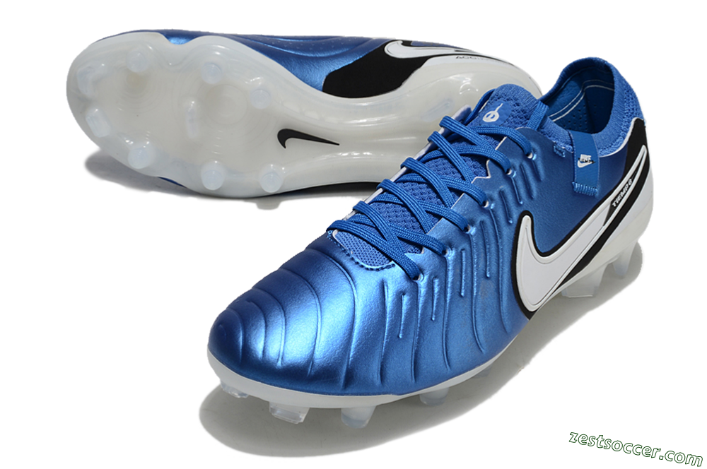 Nike Tiempo Legend 10 Elite FG Low-Tops Soccer Cleats - Blue/White/Black 3