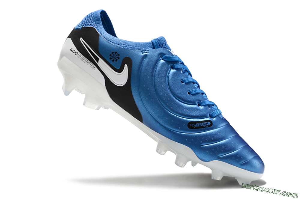 Nike Tiempo Legend 10 Elite FG Low-Tops Soccer Cleats - Blue/White/Black 4