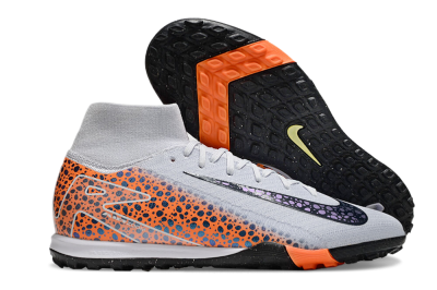 Nike Air Zoom Mercurial Superfly 10 Elite TF High-Tops Soccer Shoes - White/Black/Orange