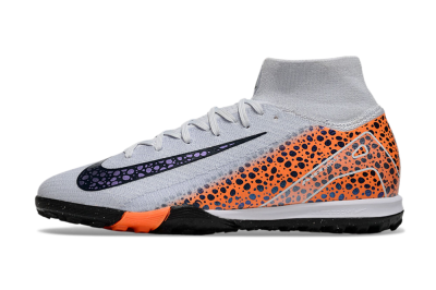 Nike Air Zoom Mercurial Superfly 10 Elite TF High-Tops Soccer Shoes - White/Black/Orange