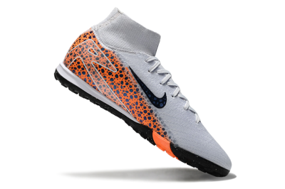 Nike Air Zoom Mercurial Superfly 10 Elite TF High-Tops Soccer Shoes - White/Black/Orange