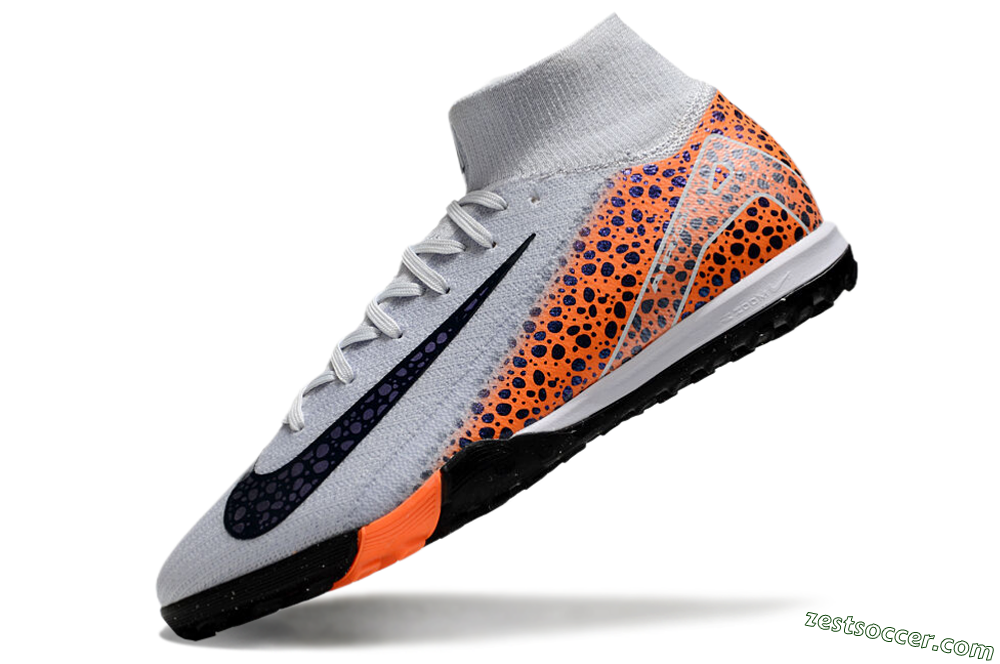 Nike Air Zoom Mercurial Superfly 10 Elite TF High-Tops Soccer Shoes - White/Black/Orange 5