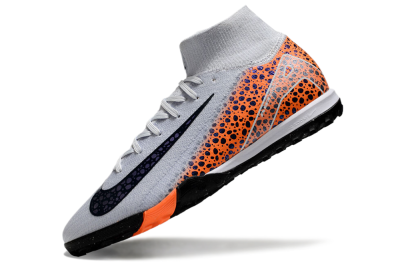 Nike Air Zoom Mercurial Superfly 10 Elite TF High-Tops Soccer Shoes - White/Black/Orange