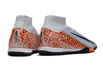 Nike Air Zoom Mercurial Superfly 10 Elite TF High-Tops Soccer Shoes - White/Black/Orange