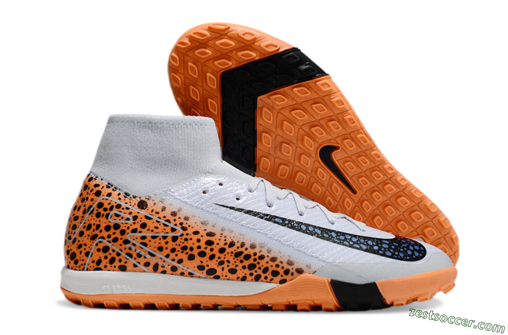 Nike Air Zoom Mercurial Superfly 10 Elite TF High-Tops Soccer Shoes - Grey/Orange/Black 0