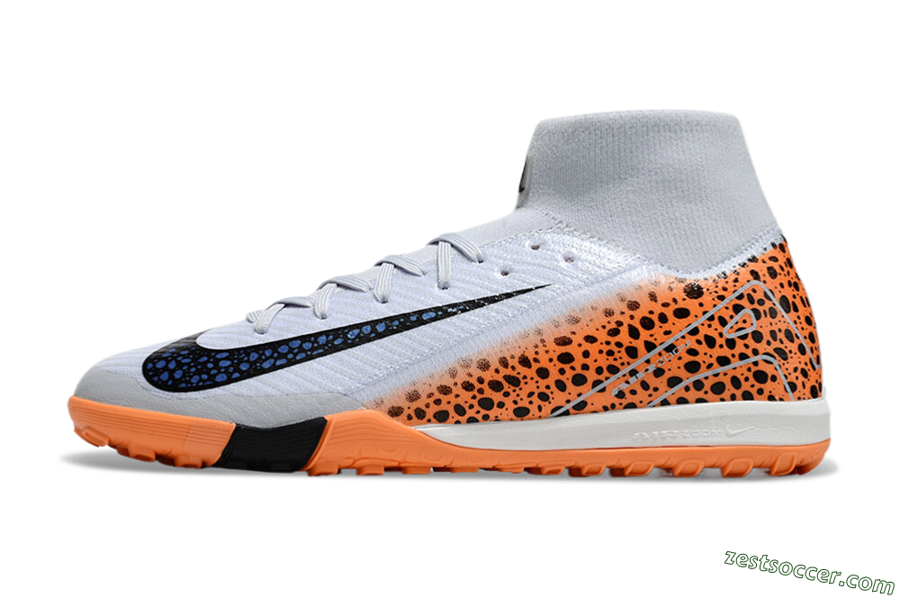 Nike Air Zoom Mercurial Superfly 10 Elite TF High-Tops Soccer Shoes - Grey/Orange/Black 2