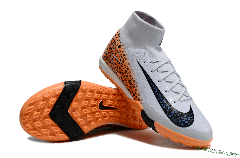 Nike Air Zoom Mercurial Superfly 10 Elite TF High-Tops Soccer Shoes - Grey/Orange/Black 3