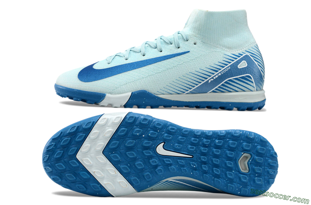 Nike Air Zoom Mercurial Superfly 10 Elite TF High-Tops Soccer Shoes - Jade/Beige/Blue 1
