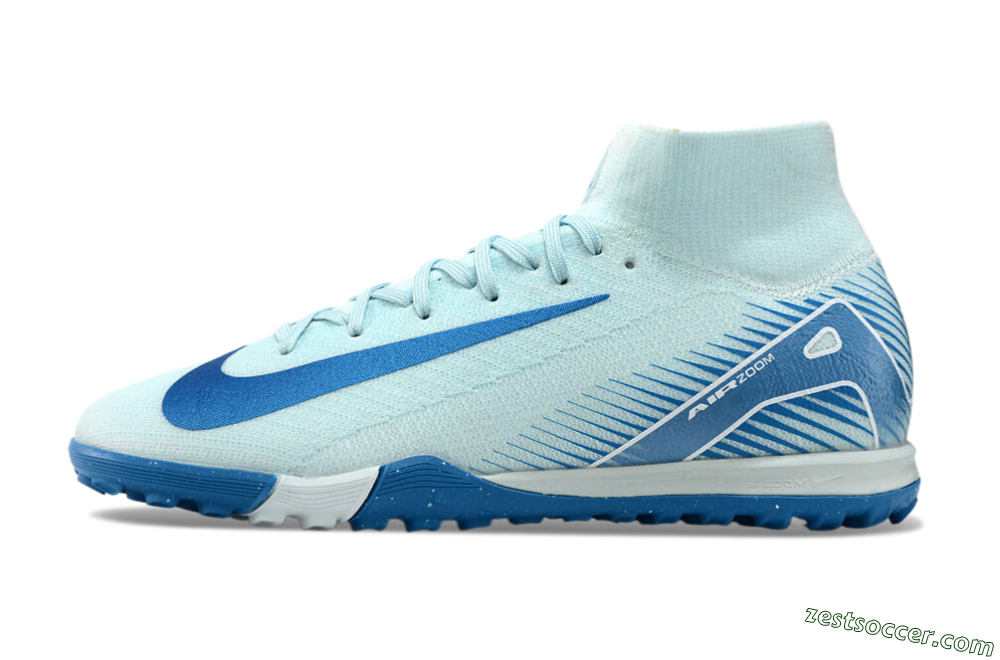 Nike Air Zoom Mercurial Superfly 10 Elite TF High-Tops Soccer Shoes - Jade/Beige/Blue 2