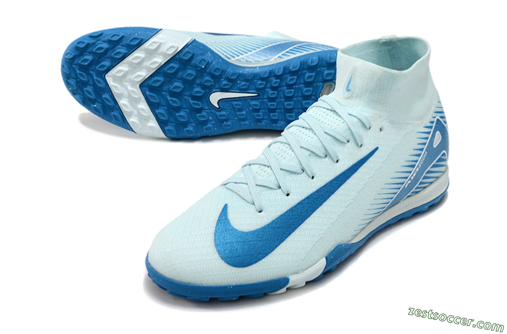 Nike Air Zoom Mercurial Superfly 10 Elite TF High-Tops Soccer Shoes - Jade/Beige/Blue 3