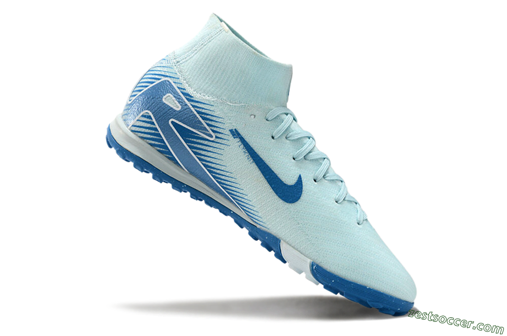 Nike Air Zoom Mercurial Superfly 10 Elite TF High-Tops Soccer Shoes - Jade/Beige/Blue 4