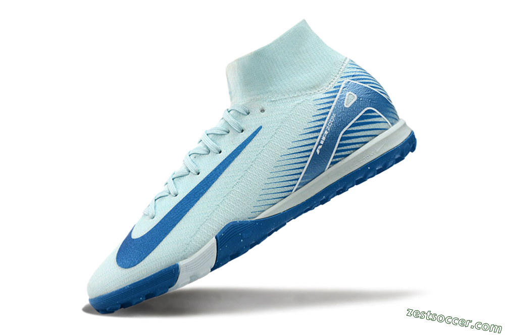 Nike Air Zoom Mercurial Superfly 10 Elite TF High-Tops Soccer Shoes - Jade/Beige/Blue 5