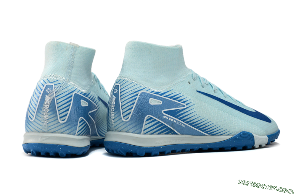 Nike Air Zoom Mercurial Superfly 10 Elite TF High-Tops Soccer Shoes - Jade/Beige/Blue 6