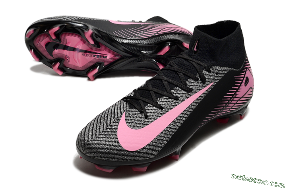 Nike Air Zoom Mercurial Superfly 10 Elite FG High-Tops Soccer Cleats - Black/Pink 3