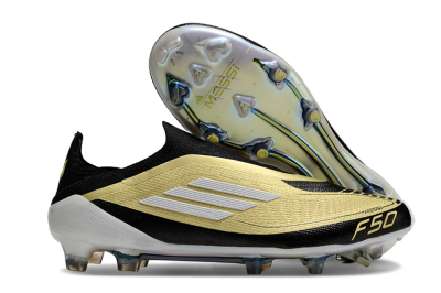 Adidas F50 Adizero Messi Laceless FG Low-Tops Soccer Cleats - Gold/White/Black