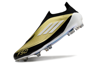 Adidas F50 Adizero Messi Laceless FG Low-Tops Soccer Cleats - Gold/White/Black