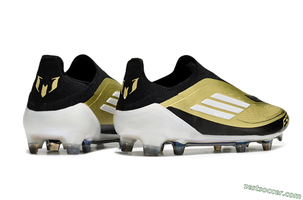 Adidas F50 Adizero Messi Laceless FG Low-Tops Soccer Cleats - Gold/White/Black 6
