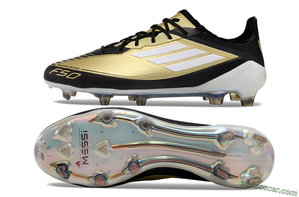 Adidas F50 Adizero Messi FG Low-Tops Soccer Cleats - Gold/White/Black 6