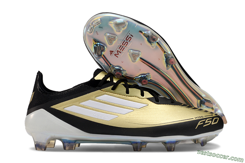 Adidas F50 Adizero Messi FG Low-Tops Soccer Cleats - Gold/White/Black 5
