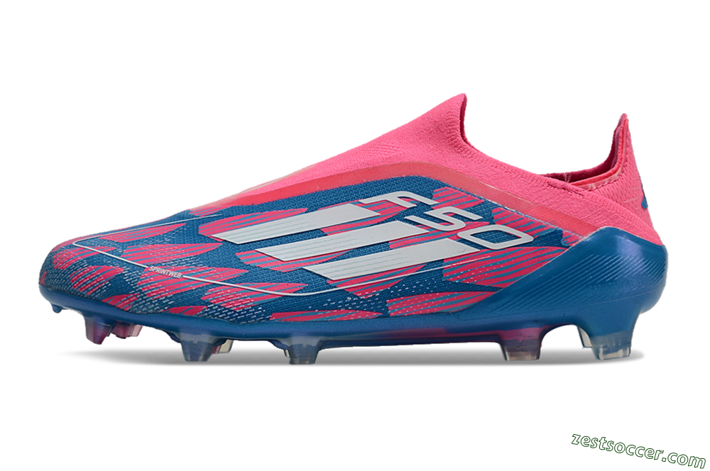 Adidas F50 Elite Laceless FG Low-Tops Soccer Cleats - Blue/Pink/White 4