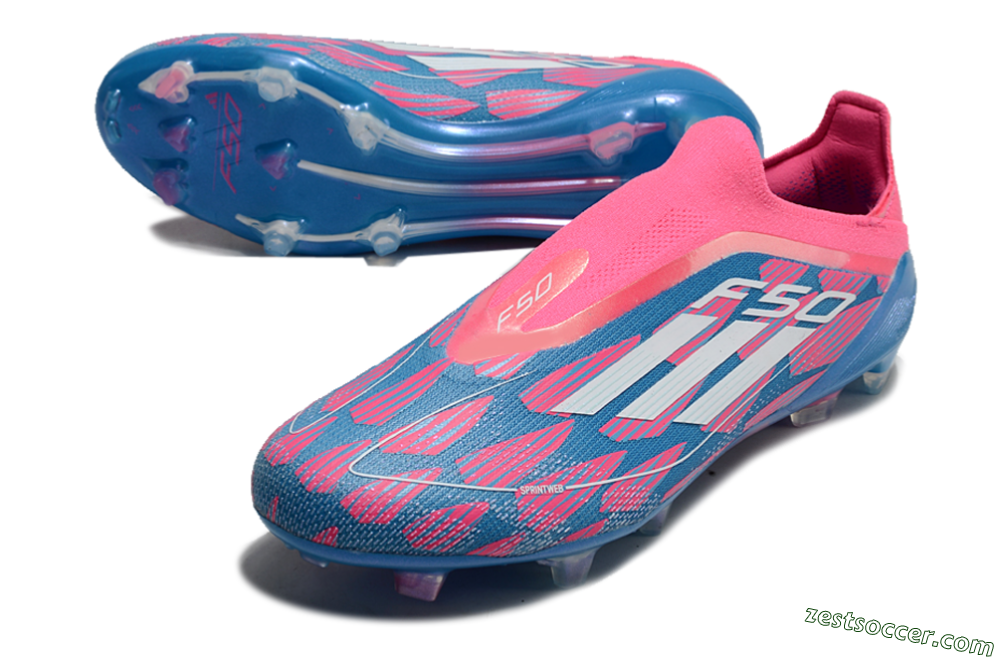 Adidas F50 Elite Laceless FG Low-Tops Soccer Cleats - Blue/Pink/White 3
