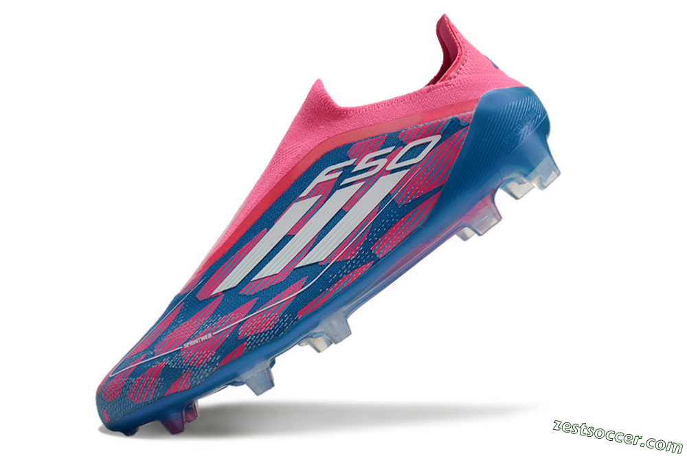 Adidas F50 Elite Laceless FG Low-Tops Soccer Cleats - Blue/Pink/White 0