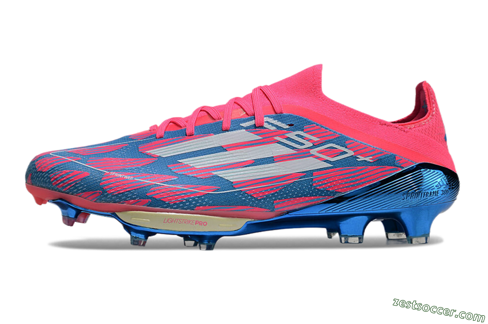 Adidas F50+ Lightstrike Pro FG Low-Tops Soccer Cleats - Blue/Pink/White 2