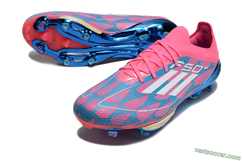 Adidas F50+ Lightstrike Pro FG Low-Tops Soccer Cleats - Blue/Pink/White 3