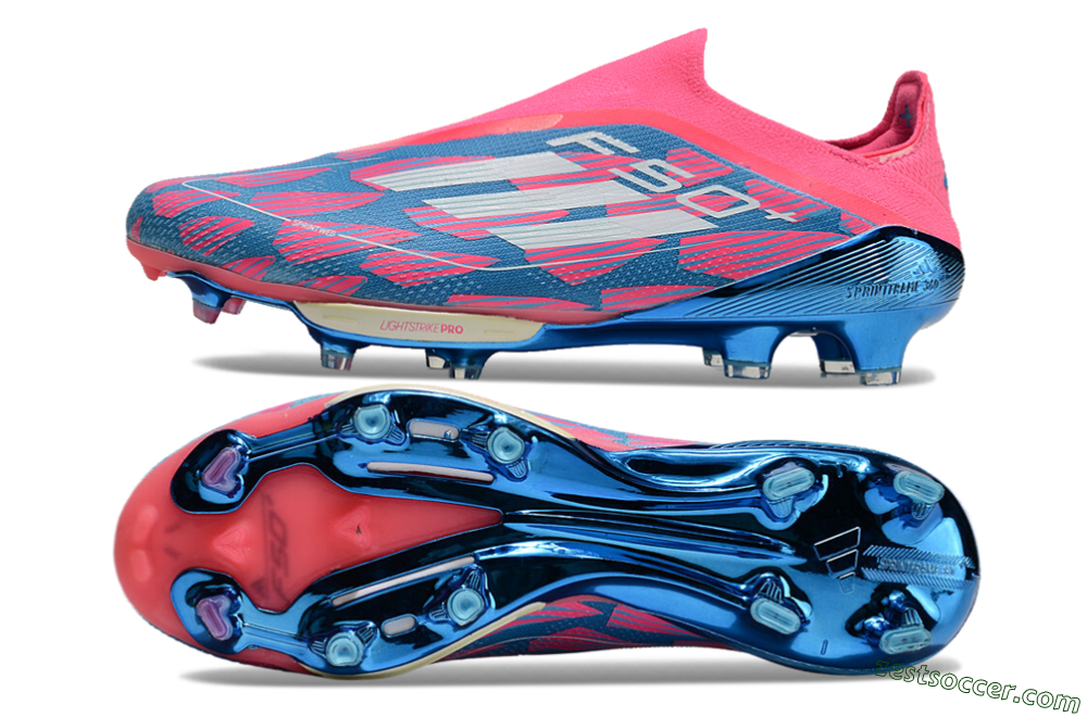 Adidas F50+ Lightstrike Pro Laceless FG Low-Tops Soccer Cleats - Pink/Blue/White 1
