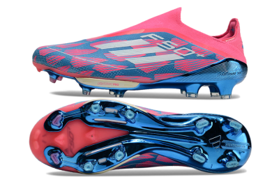 Adidas F50+ Lightstrike Pro Laceless FG Low-Tops Soccer Cleats - Pink/Blue/White