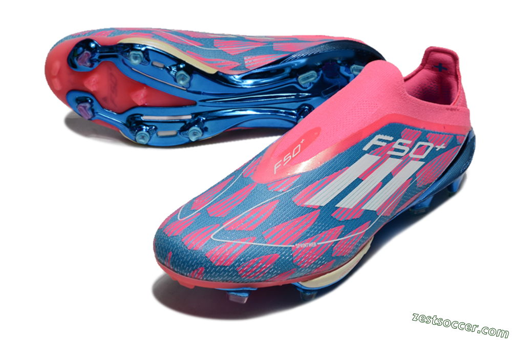 Adidas F50+ Lightstrike Pro Laceless FG Low-Tops Soccer Cleats - Pink/Blue/White 3