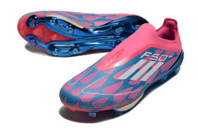 Adidas F50+ Lightstrike Pro Laceless FG Low-Tops Soccer Cleats - Pink/Blue/White