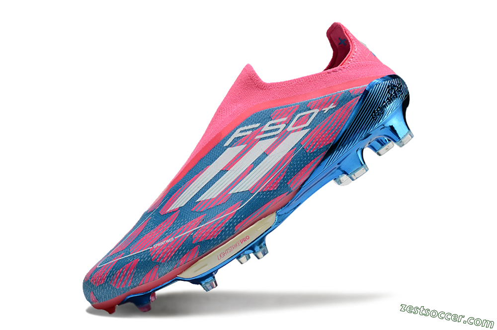 Adidas F50+ Lightstrike Pro Laceless FG Low-Tops Soccer Cleats - Pink/Blue/White 5