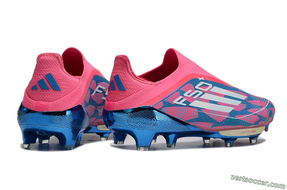 Adidas F50+ Lightstrike Pro Laceless FG Low-Tops Soccer Cleats - Pink/Blue/White 6