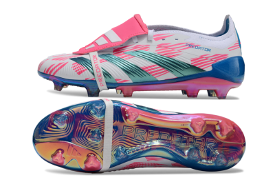Adidas Predator Elite Foldover Tongue FG Low-Tops Soccer Cleats - White/Blue/Pink