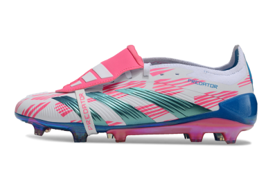 Adidas Predator Elite Foldover Tongue FG Low-Tops Soccer Cleats - White/Blue/Pink