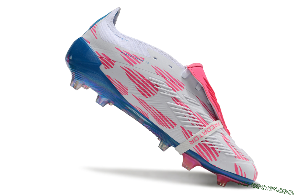 Adidas Predator Elite Foldover Tongue FG Low-Tops Soccer Cleats - White/Blue/Pink 4