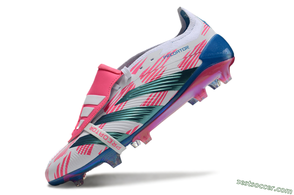 Adidas Predator Elite Foldover Tongue FG Low-Tops Soccer Cleats - White/Blue/Pink 5
