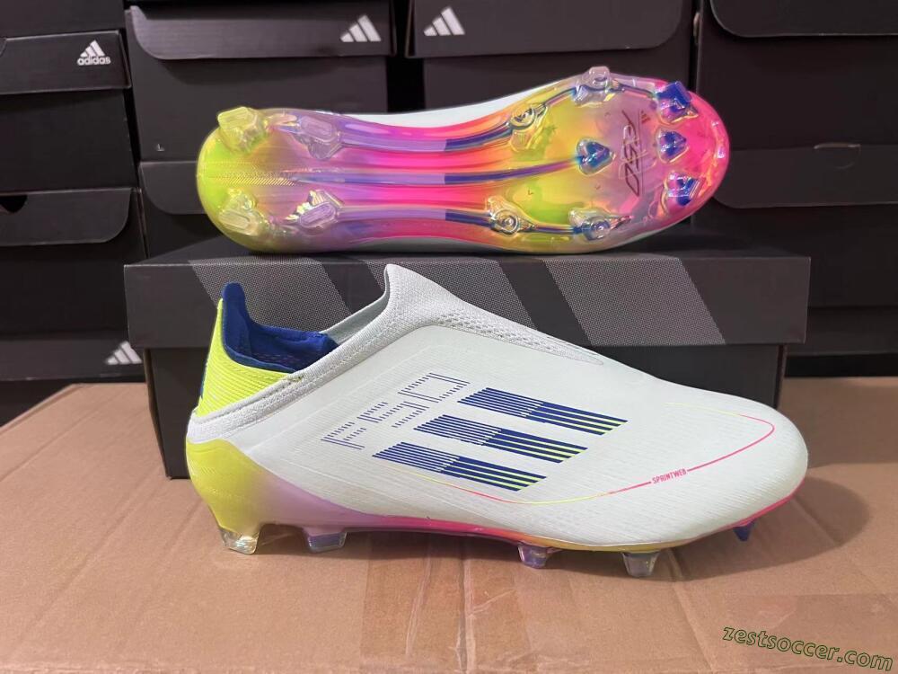 Adidas F50 Elite Laceless FG Low-Tops Soccer Cleats - Jade/Blue/Yellow