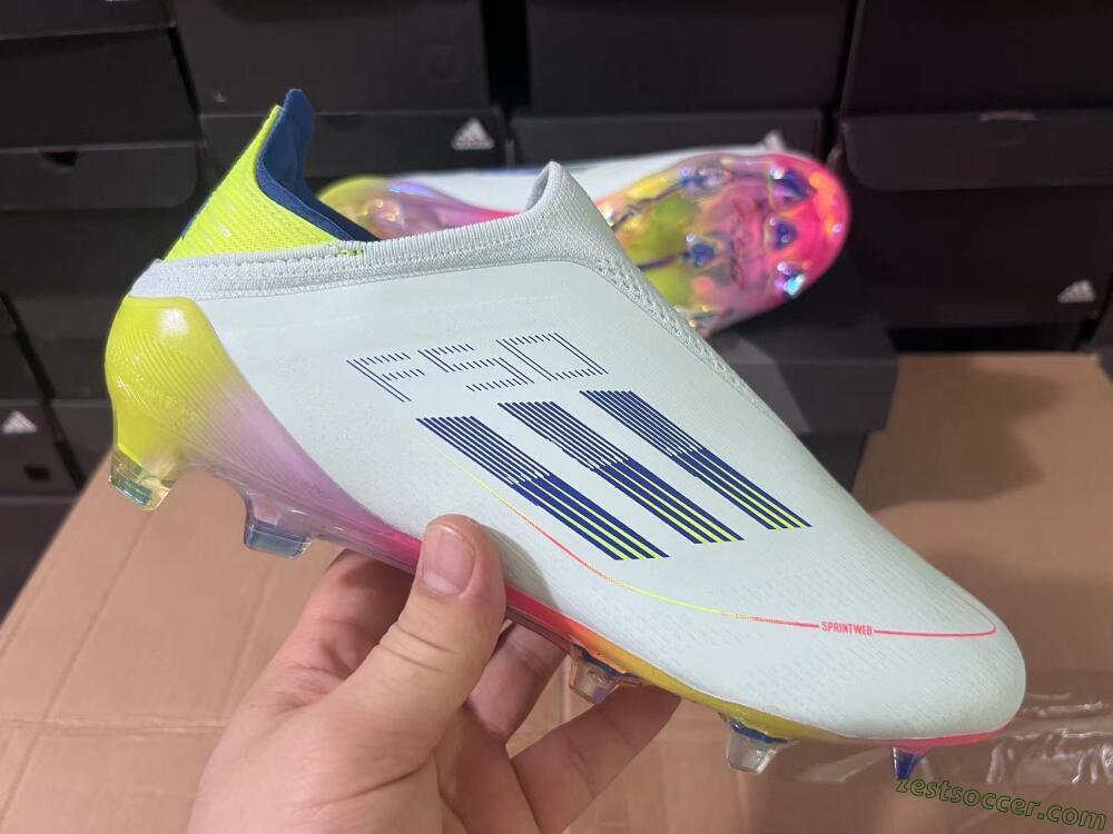 Adidas F50 Elite Laceless FG Low-Tops Soccer Cleats - Jade/Blue/Yellow
