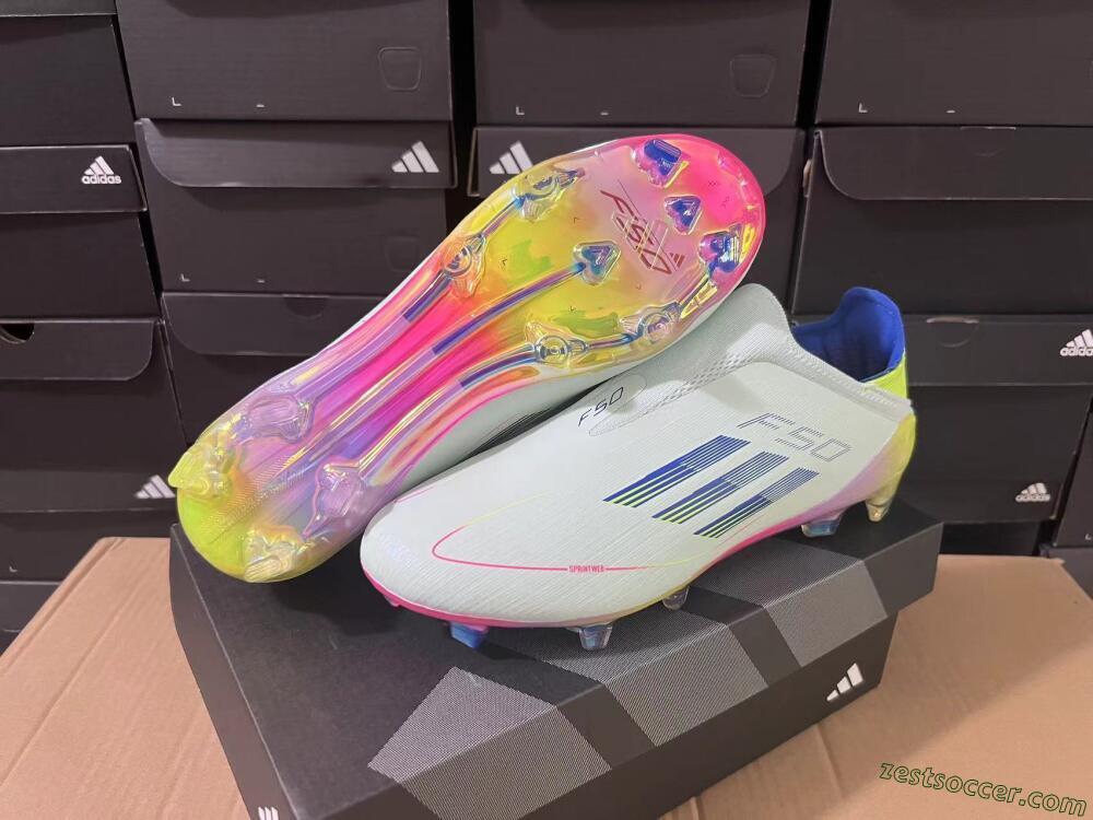 Adidas F50 Elite Laceless FG Low-Tops Soccer Cleats - Jade/Blue/Yellow
