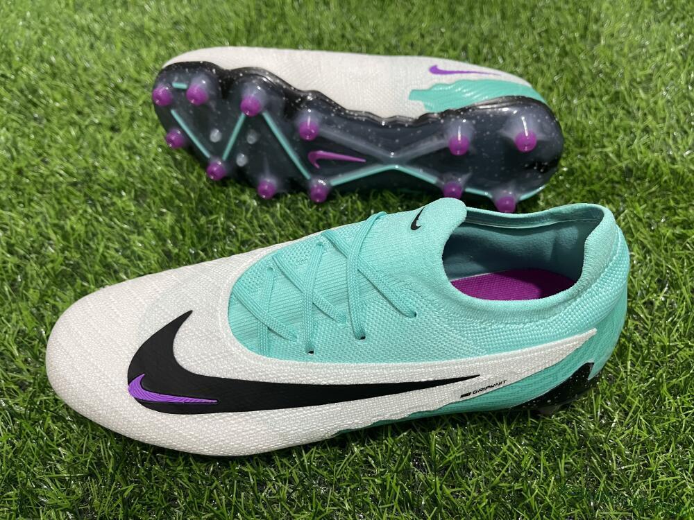 Nike Phantom GX Elite AG Low-Tops Soccer Cleats - White/Black/Jade/Purple