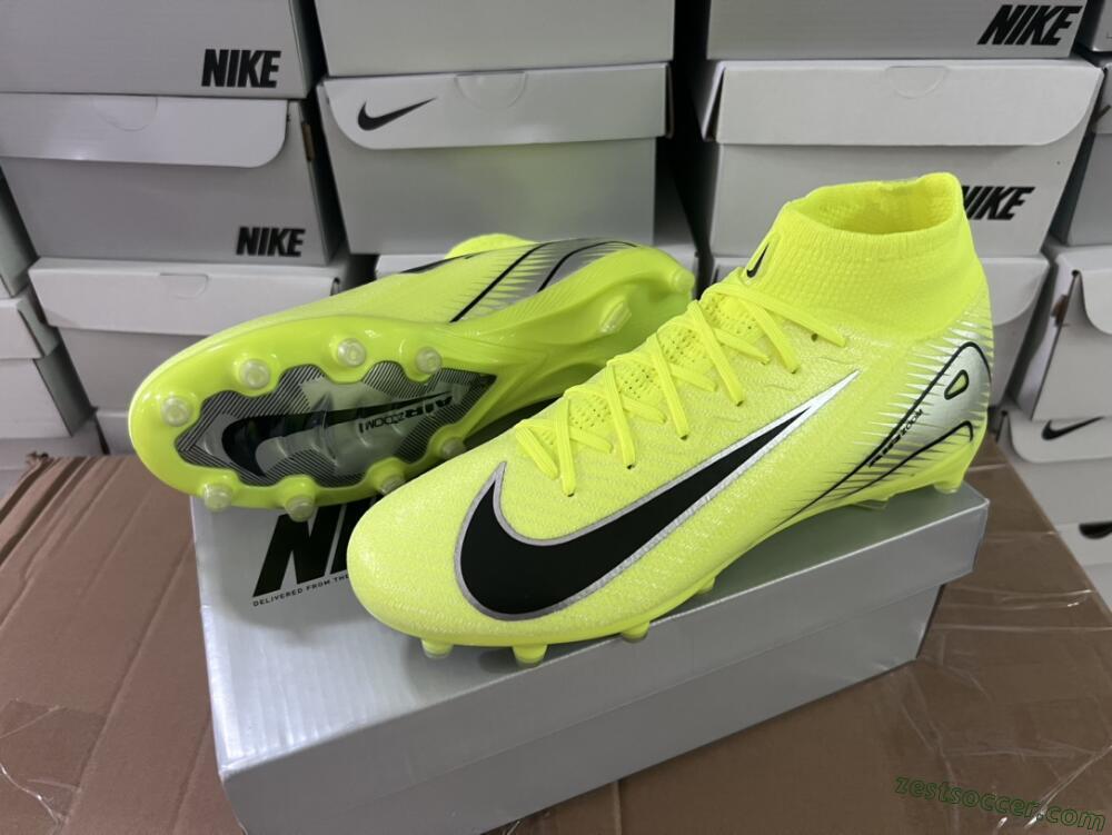 Nike Air Zoom Mercurial Superfly 10 Elite AG High-Tops Soccer Cleats - Yellow/Silver/Black