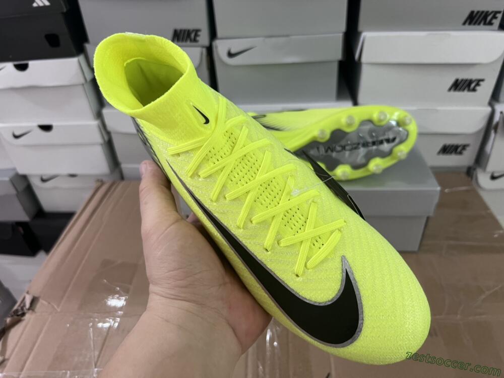 Nike Air Zoom Mercurial Superfly 10 Elite AG High-Tops Soccer Cleats - Yellow/Silver/Black