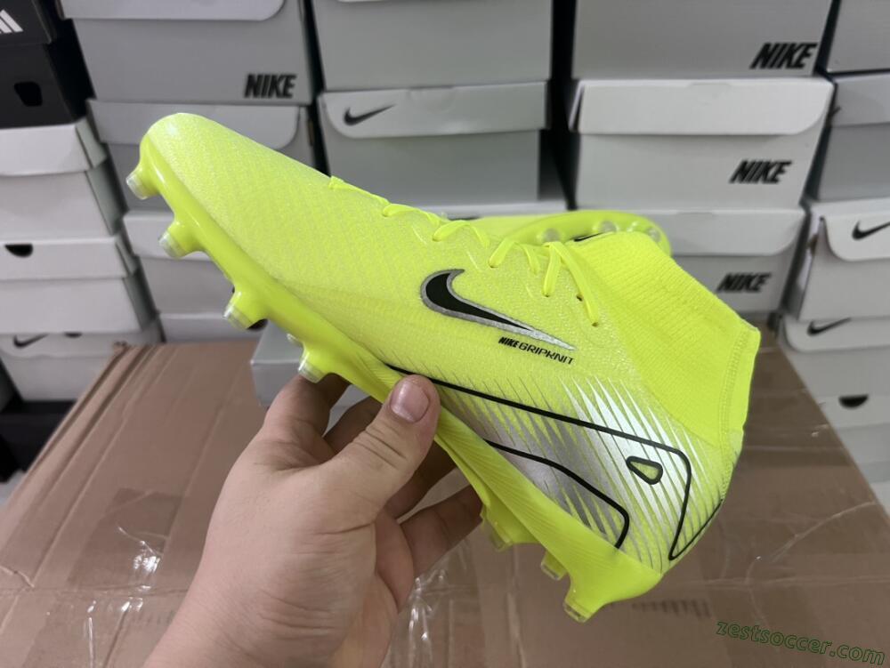 Nike Air Zoom Mercurial Superfly 10 Elite AG High-Tops Soccer Cleats - Yellow/Silver/Black