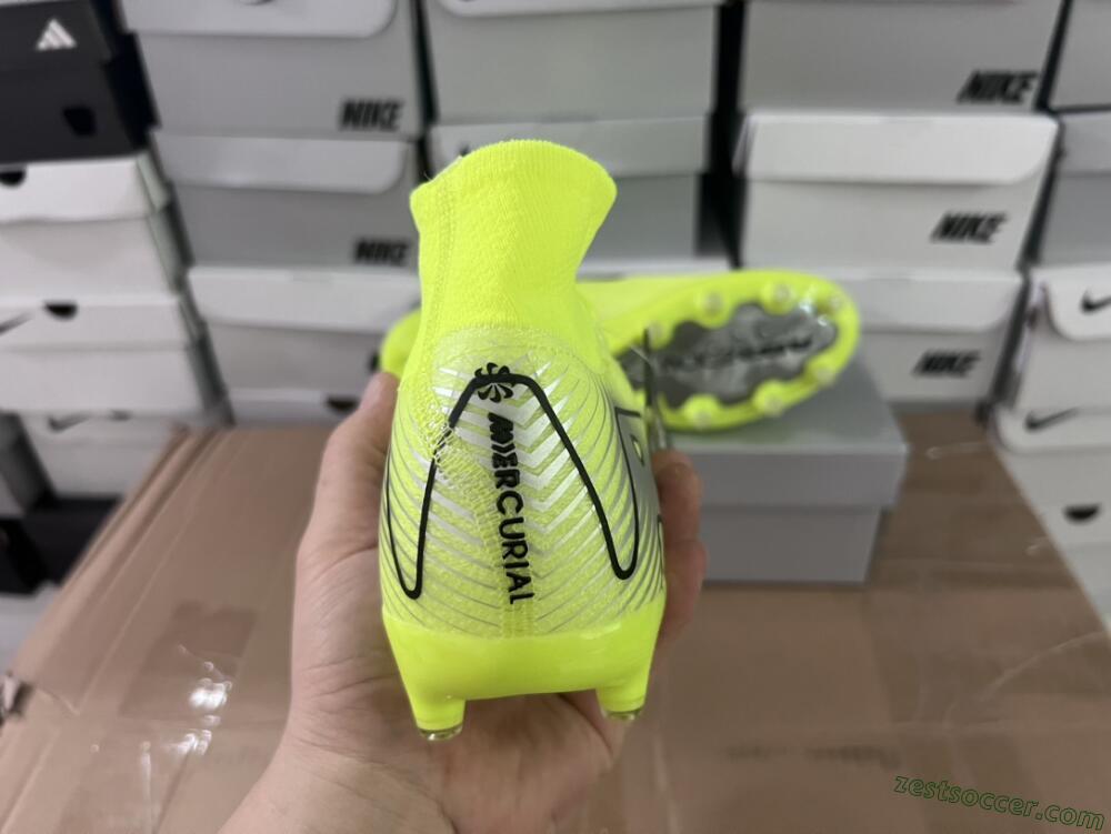 Nike Air Zoom Mercurial Superfly 10 Elite AG High-Tops Soccer Cleats - Yellow/Silver/Black