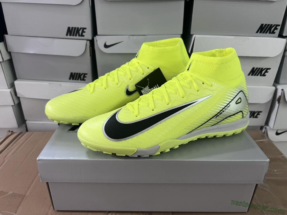 Nike Air Zoom Mercurial Superfly 10 Elite TF High-Tops Soccer Shoes - Yellow/Silver/Black
